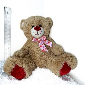 Best Made‎ Toy Beige Plush Teddy Bear w/Hearts Ribbon 16"